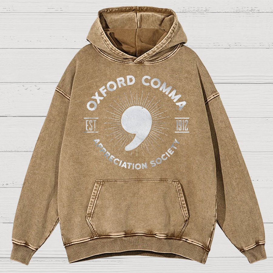 Men's Oxford Comma Appreciation Society Vintage Distressed Hoodie
