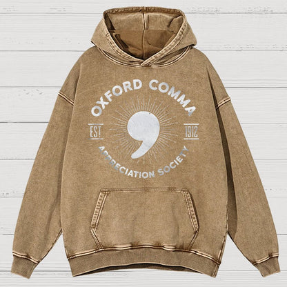 Men's Oxford Comma Appreciation Society Vintage Distressed Hoodie