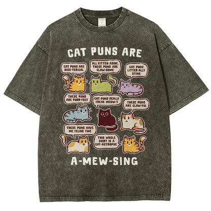 Cat Puns Are A-Mew-sing Vintage Distressed T-shirt