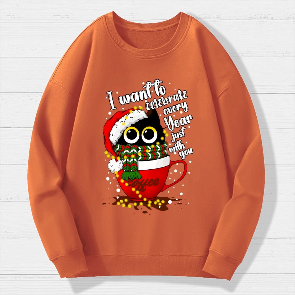 Christmas Cat Geek Cotton Sweatshirt
