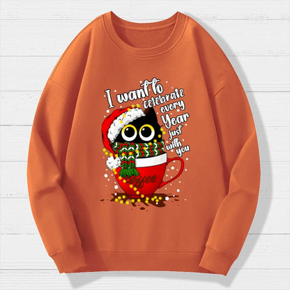 Christmas Cat Geek Cotton Sweatshirt