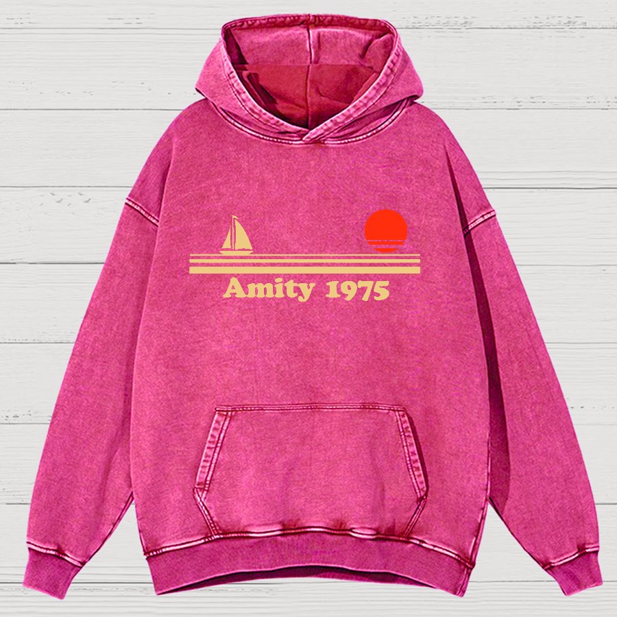 Seaside Town 1975 Vintage Distressed Hoodie