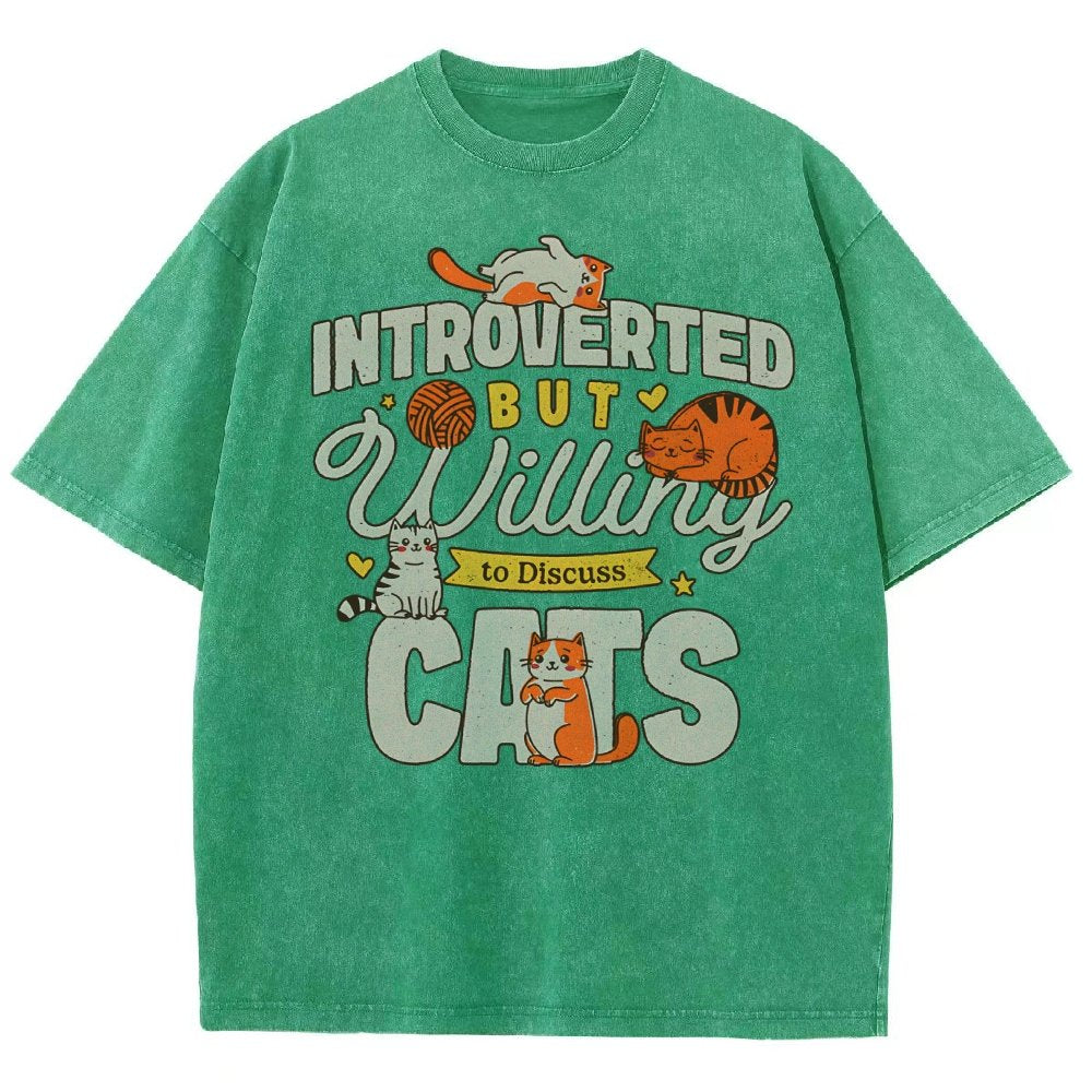 Willing to Discuss Cats Vintage Distressed T-shirt