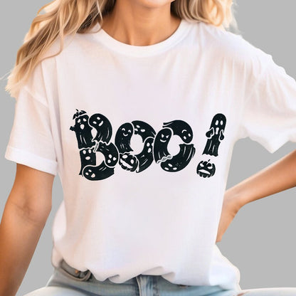 Boo - Funny Cute Ghost Typography Geek T-Shirt