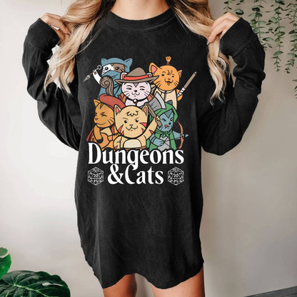 Dungeons and Cats Washed Long Sleeve Tee