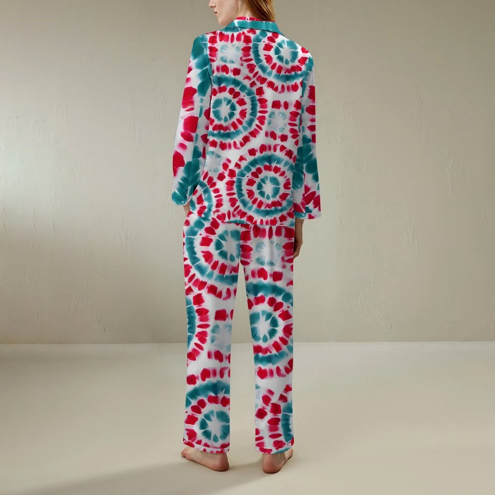 Tie Dye Christmas Snowman Unisex Geek Long Sleeve Pajama Set