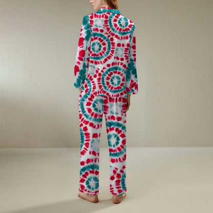Tie Dye Christmas Snowman Unisex Geek Long Sleeve Pajama Set