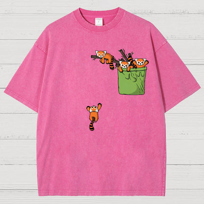 Pocket Red Panda Vintage Distressed T-shirt