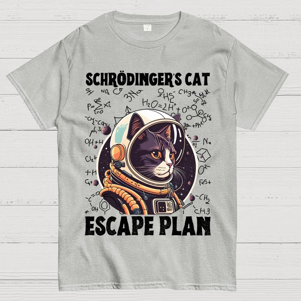 Funny Schrödinger's Cat Escape Plan Science Geek T-Shirt