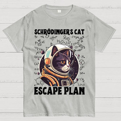 Funny Schrödinger's Cat Escape Plan Science Geek T-Shirt