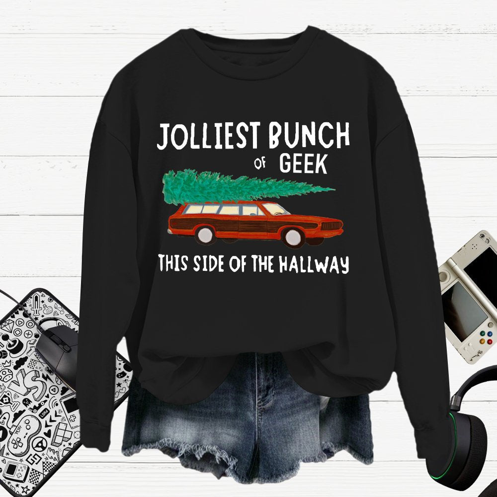 Jolliest Bunch Of Geek Christmas Cotton Pullover Sweatshirt