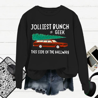 Jolliest Bunch Of Geek Christmas Cotton Pullover Sweatshirt
