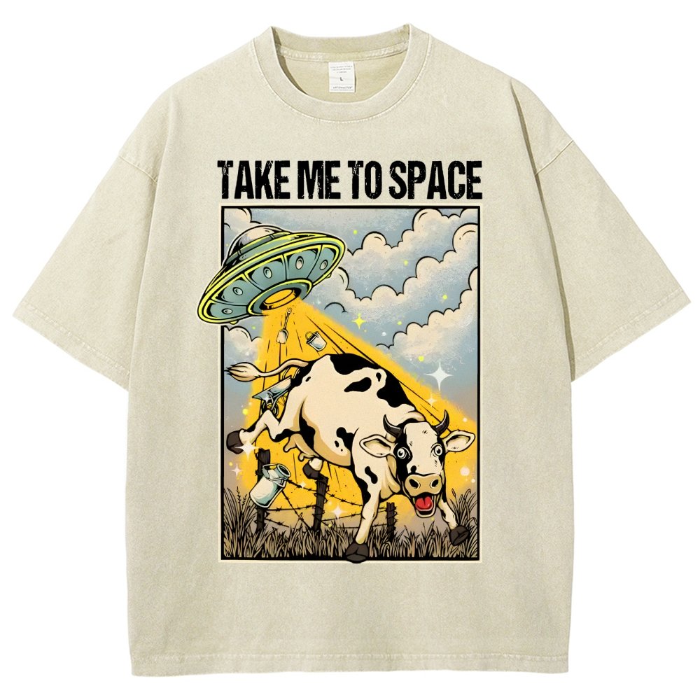 Take Me to Space - Alien Cow Abduction Vintage Distressed T-shirt