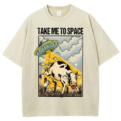 Take Me to Space - Alien Cow Abduction Vintage Distressed T-shirt