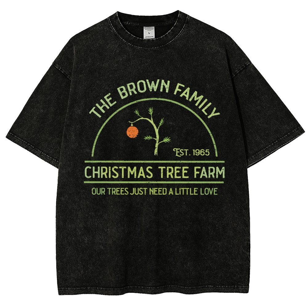 Vintage Christmas Tree Farm Vintage Distressed T-shirt