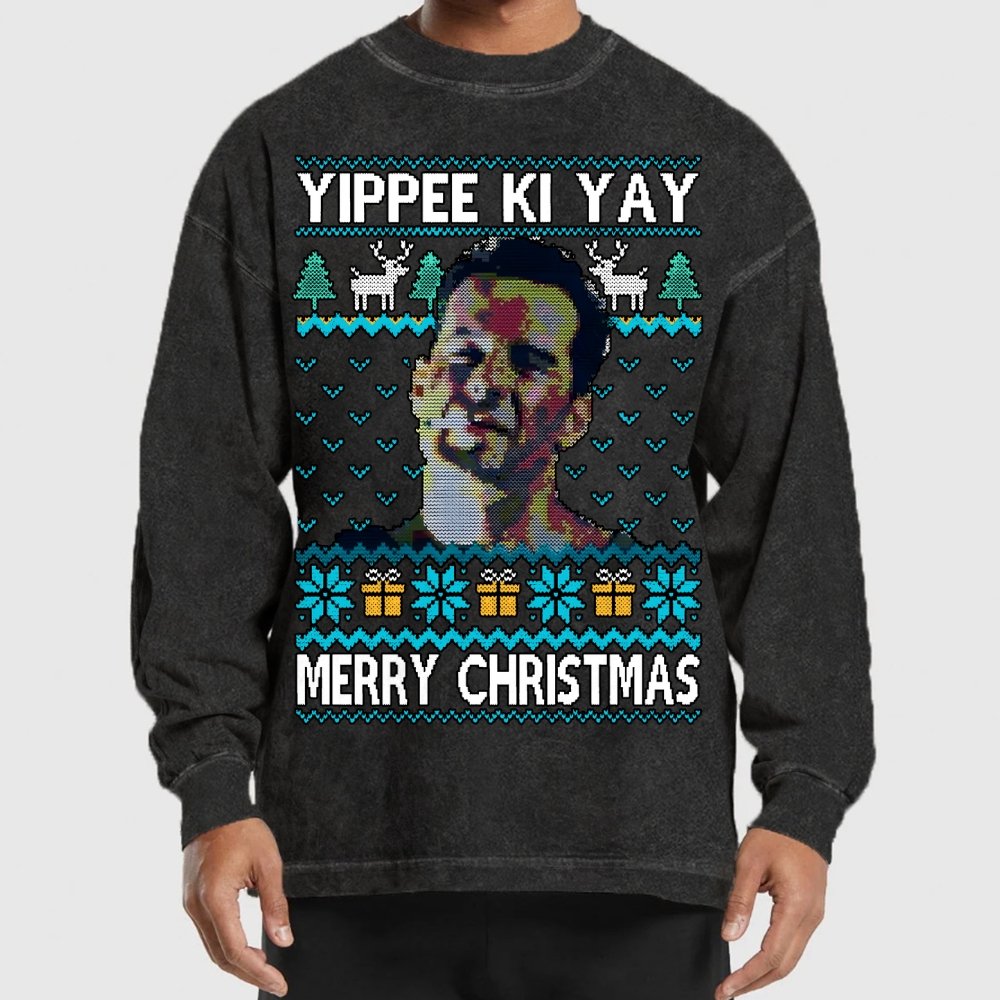 Yippee Ki Christmas Washed Long Sleeve Tee