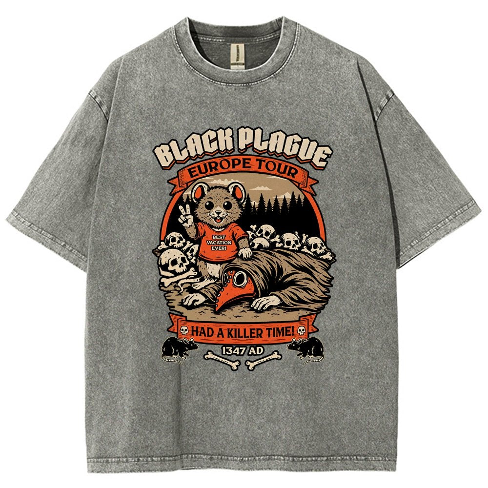 Black Plague Vacation Rat Vintage Distressed T-shirt