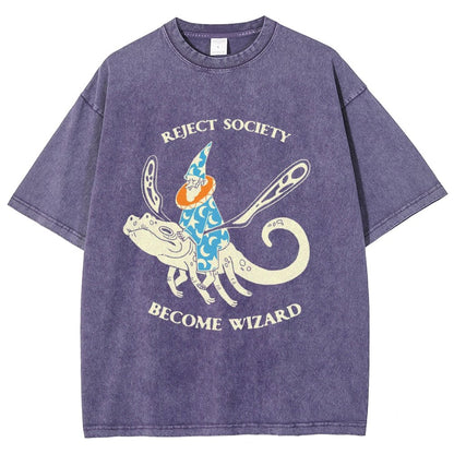 Reject-society become-wizard Vintage Distressed T-shirt