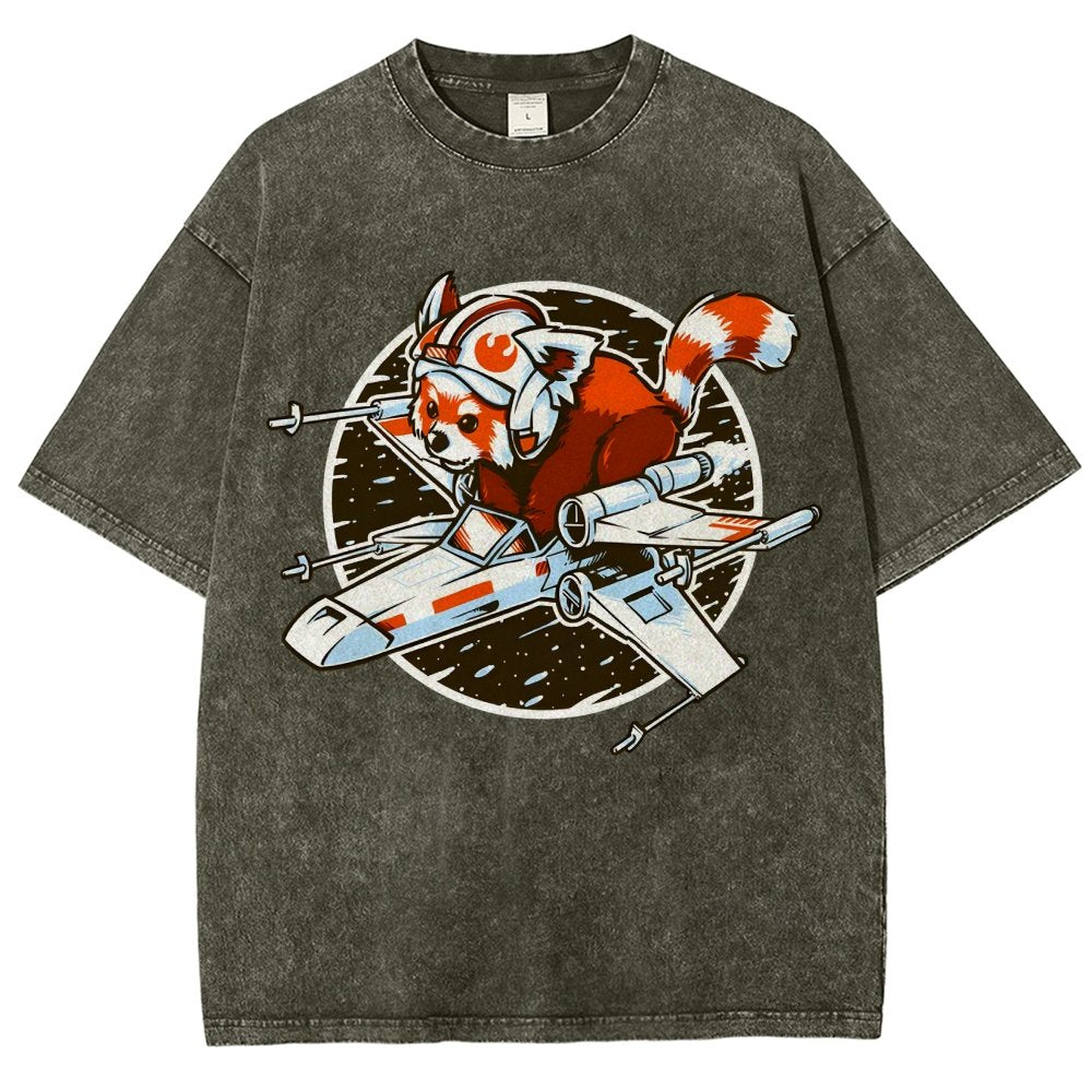 Red panda Standing By Vintage Distressed T-shirt