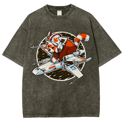 Red panda Standing By Vintage Distressed T-shirt