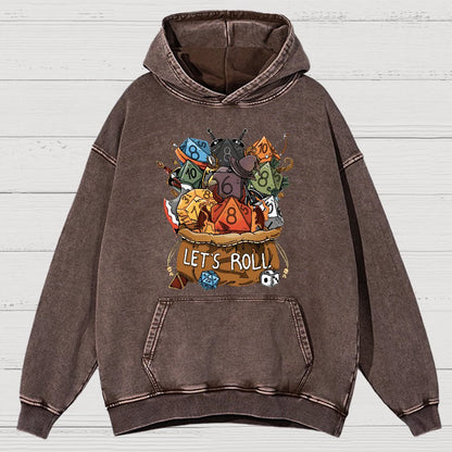 Let's Roll Nerdy Vintage Distressed Hoodie