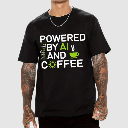 Powered By AI And Coffee Geek T-Shirt