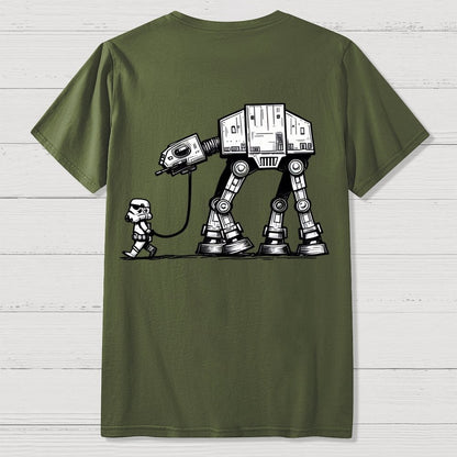 Galactic Robot Dog-Planetary Battles Front And Back Printing Geek T-Shirt
