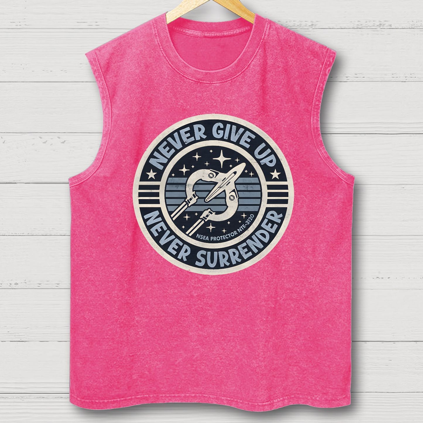 Never Give Up Never Surrender! Vintage Distressed Washed Tank