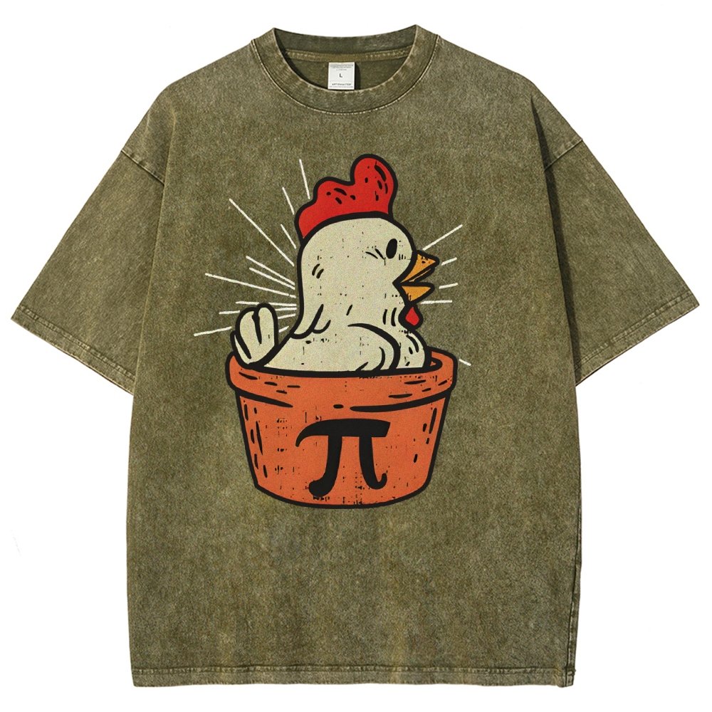 Funny Chicken Pot Pi Vintage Distressed T-shirt