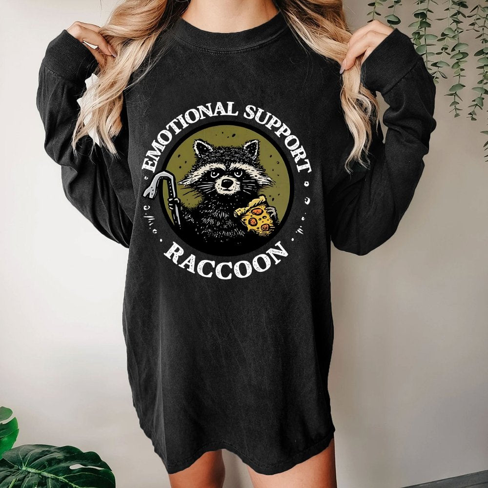 Emotional Support Raccoon Washed Long Sleeve Tee