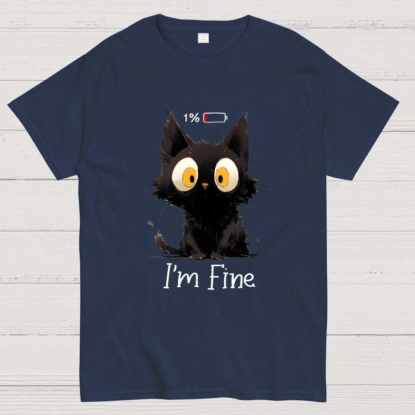 I‘m Fine Black Cat Geeky T-Shirt