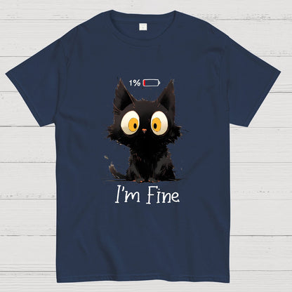 I‘m Fine Black Cat Geeky T-Shirt
