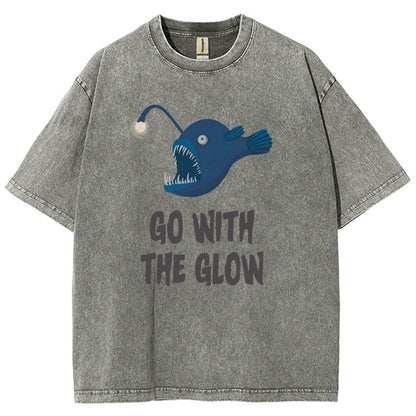 Go With The Glow Anglerfish Pun Vintage Distressed T-shirt