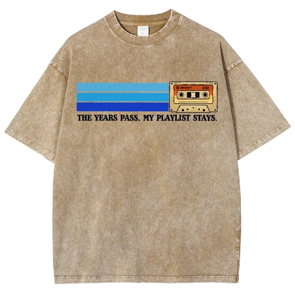 The Years Pass My Playlist Stays Vintage Distressed T-shirt