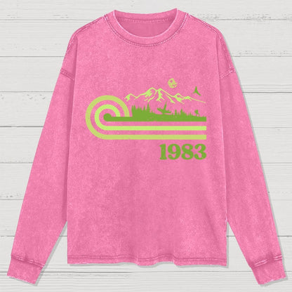 Retro Vintage Mysterious Forest Washed Long Sleeve Tee