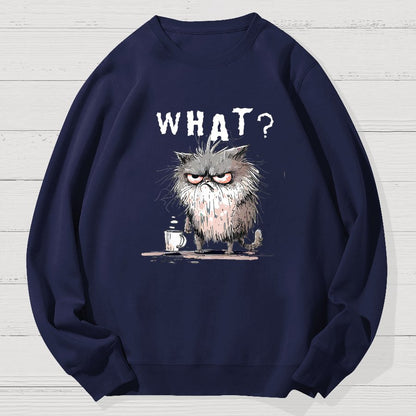 Bad Temper Feline With Coffee Grumpily Catty Funny Geek Cotton Sweatshirt