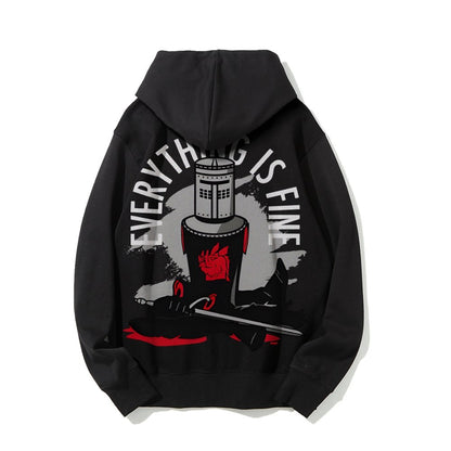 Everything Is Fine Printed Back Cotton Hoodie