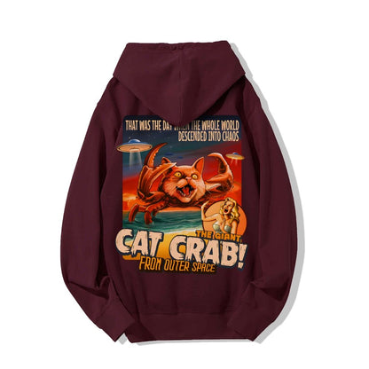 The Giant Cat Crab Geek Printed Back Cotton Hoodie