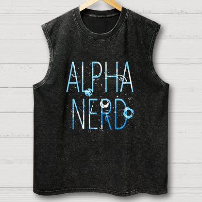 Alpha Nerd Vintage Distressed Washed Tank