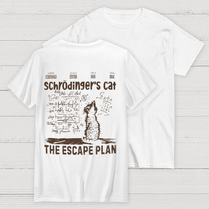 Schrodinger's Cat Escape Plan Interesting Physics Science Back-printed Geek T-shirt