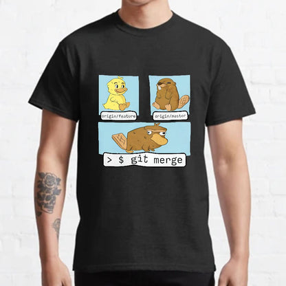 Git Merge Programmer Geeky T-Shirt