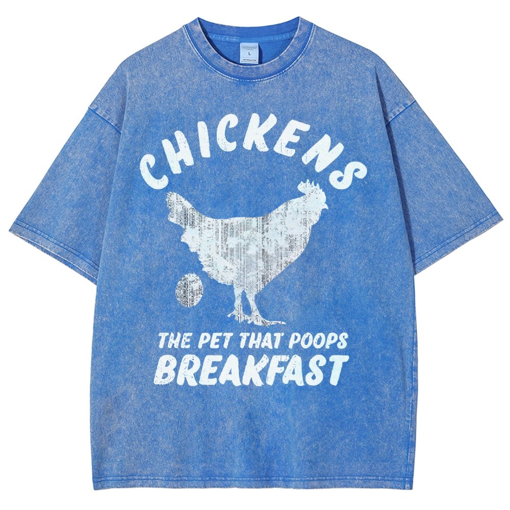 Chickens Poop Breakfast Vintage Distressed T-shirt