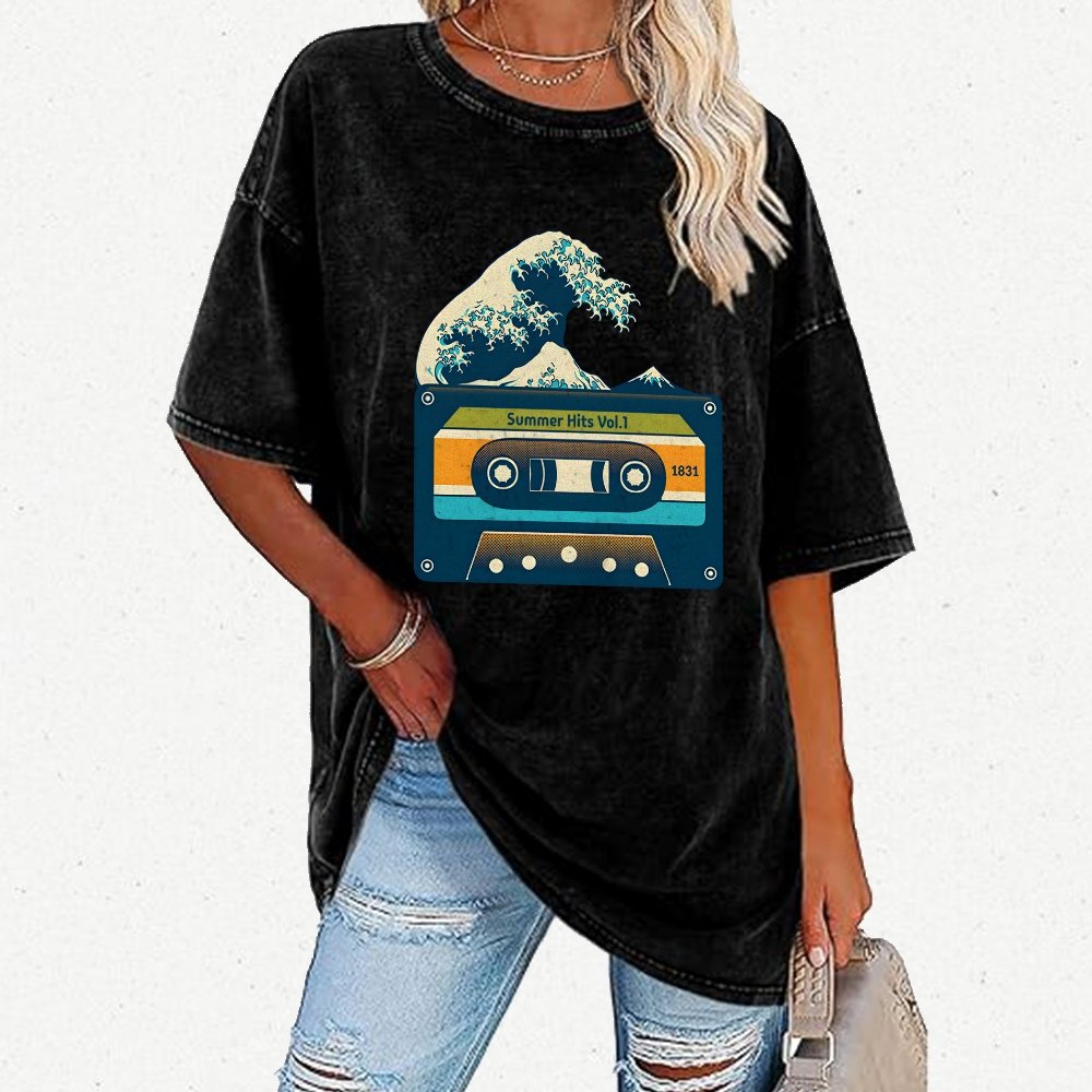 Summer Hits Of Kanagawa Cassette Vintage Distressed T-shirt