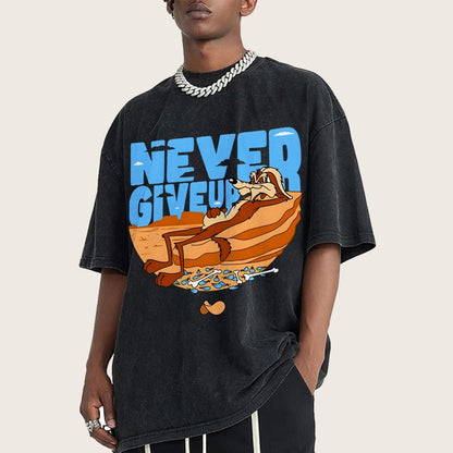 Never Give Up Vintage Distressed T-shirt