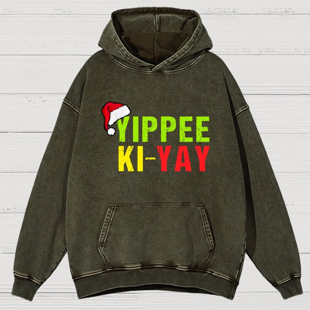 Yippee-Ki-Yay Funny Christmas Vintage Distressed Hoodie