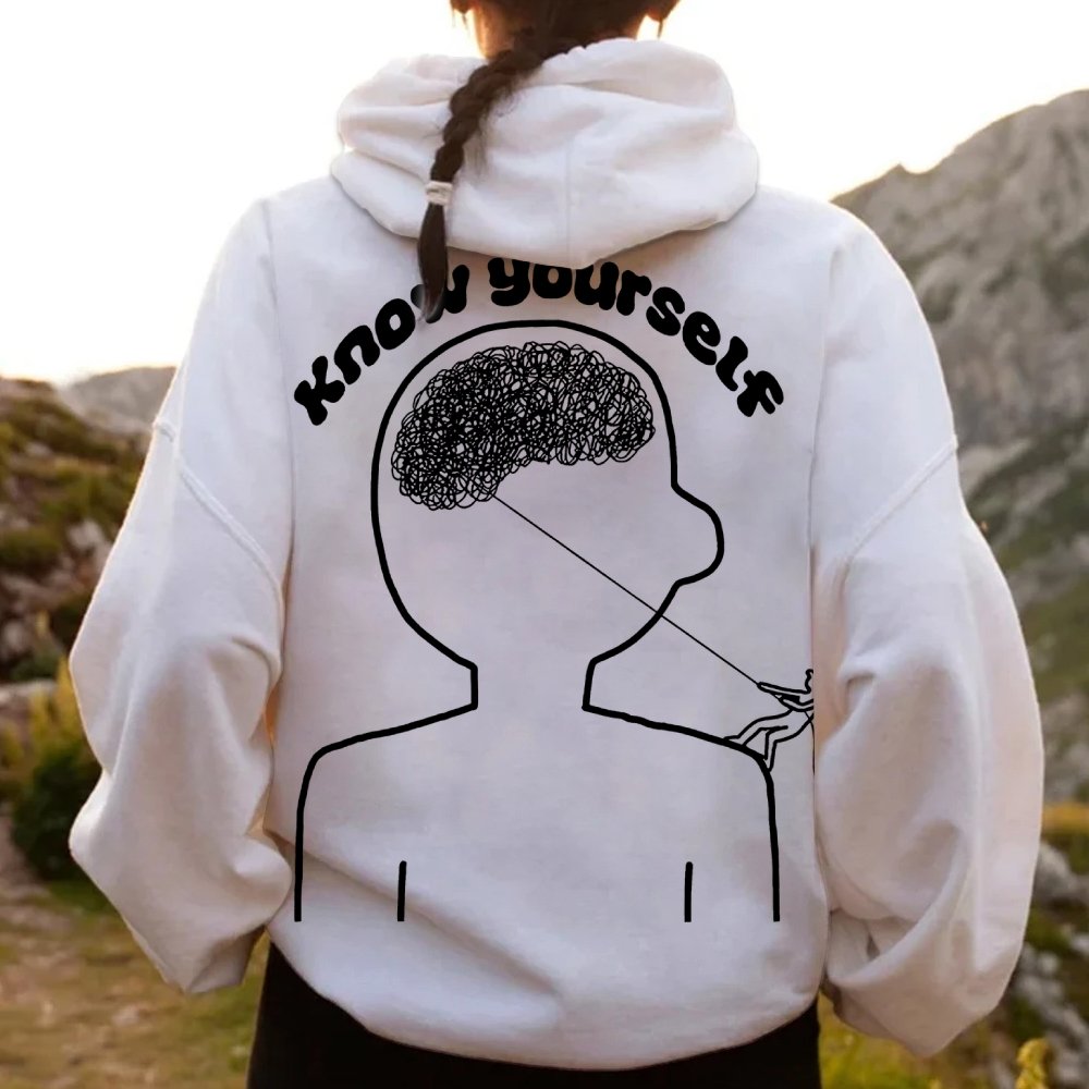 Vintage Mental Health Matters Graphic Print Printed Back Cotton Hoodie