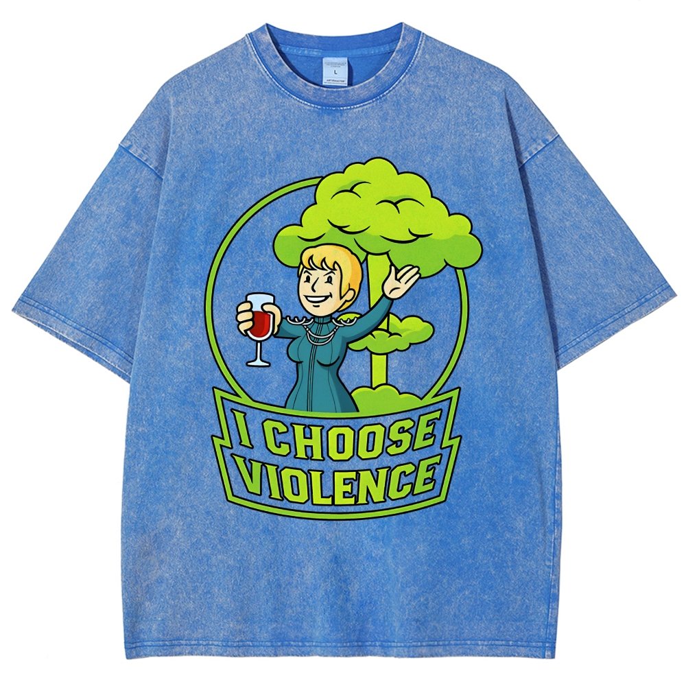 I Choose Violence & Green Atomic Vintage Distressed T-shirt