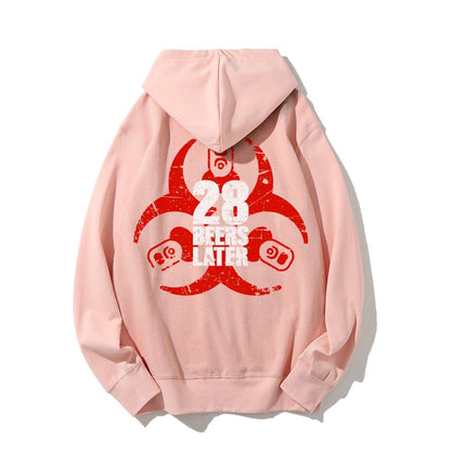 28 beers later Printed Back Unisex Cotton Hoodie