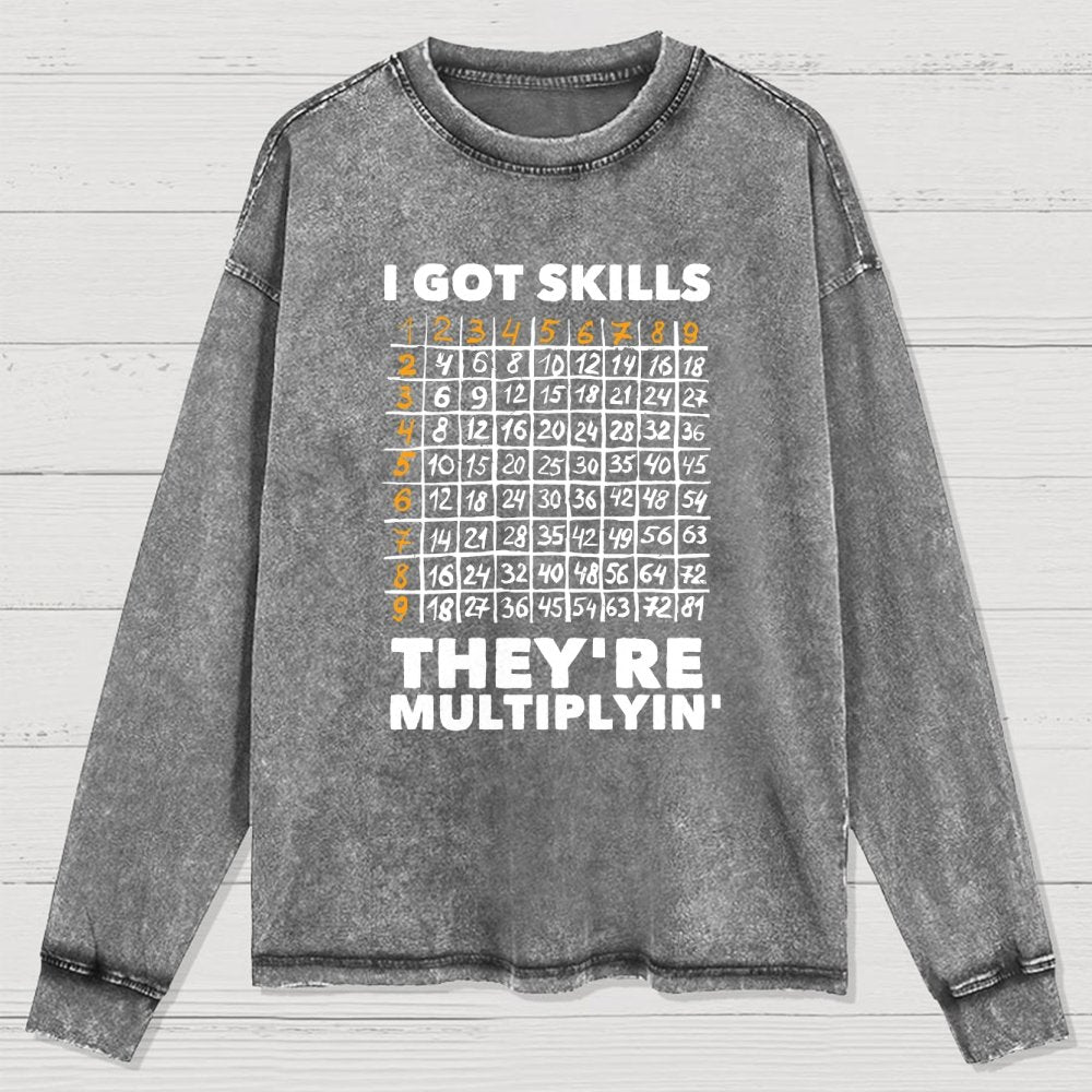 Math Got Skills Multiplying Washed Long Sleeve Tee