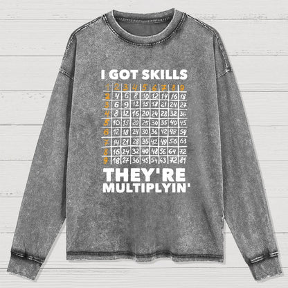 Math Got Skills Multiplying Washed Long Sleeve Tee